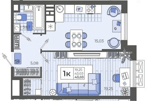 Фото №1: 1-комнатная квартира 43 м² - Тихорецк, ЖК Высочество, ул. Калинина, 114
