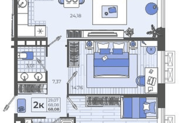 Фото №1: 2-комнатная квартира 67 м² - Тихорецк, мкр. ЖК Высочество, ул. Калинина, 114