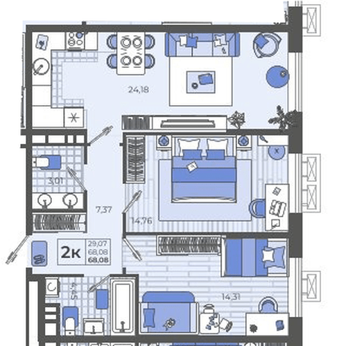 Фото №1: 2-комнатная квартира 67 м² - Тихорецк, ЖК Высочество, ул. Калинина, 114