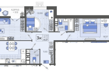 Фото №1: 3-комнатная квартира 81 м² - Тихорецк, мкр. ЖК Высочество, ул. Калинина, 114