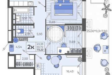 Фото №1: 2-комнатная квартира 73 м² - Тихорецк, мкр. ЖК Высочество, ул. Калинина, 114