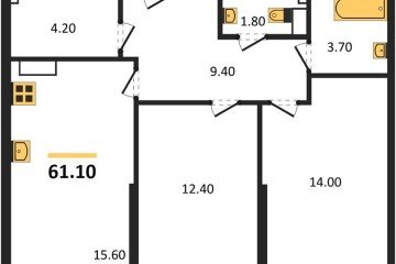 Фото №1: 2-комнатная квартира 61 м² - Краснодар, мкр. Догма Парк, 