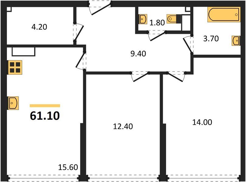 Фото №1: 2-комнатная квартира 61 м² - Краснодар, Прикубанский внутригородской округ, мкр. Догма Парк