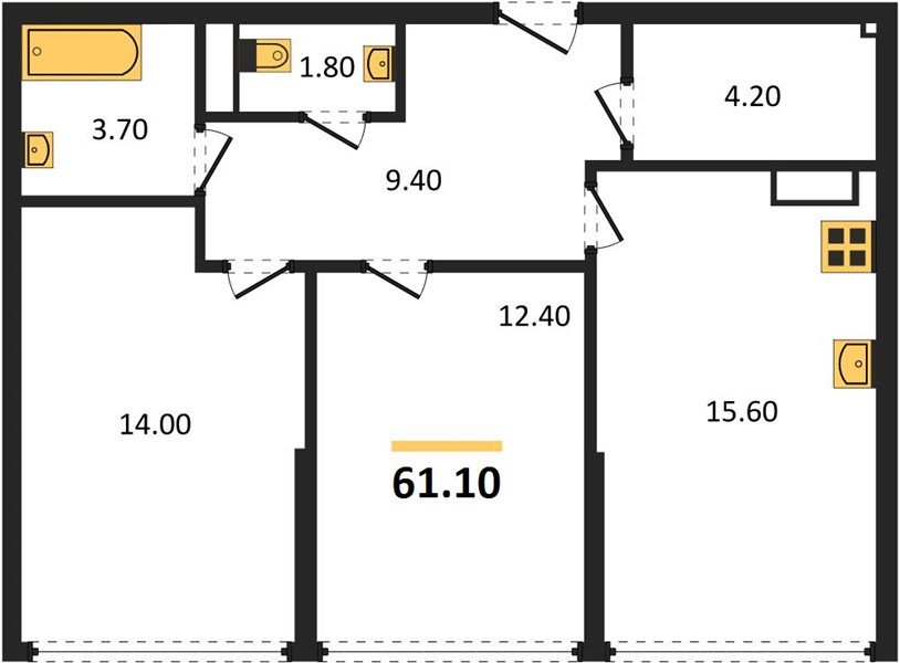 Фото №1: 2-комнатная квартира 61 м² - Краснодар, Прикубанский внутригородской округ, мкр. Догма Парк