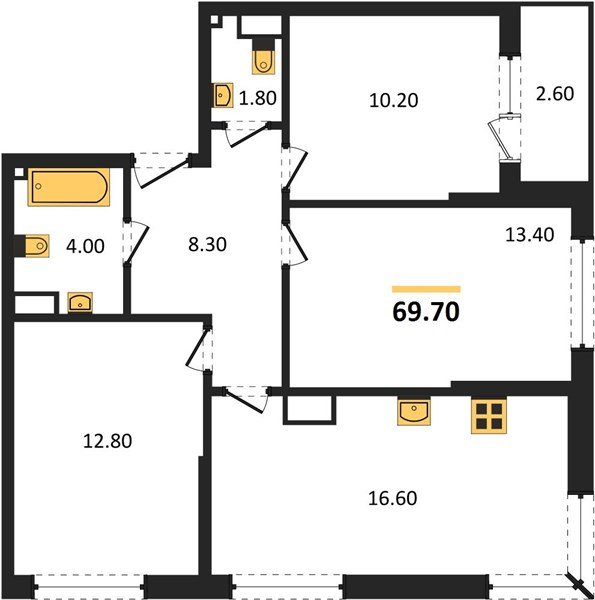Фото №1: 3-комнатная квартира 69 м² - Краснодар, Прикубанский внутригородской округ, мкр. Догма Парк