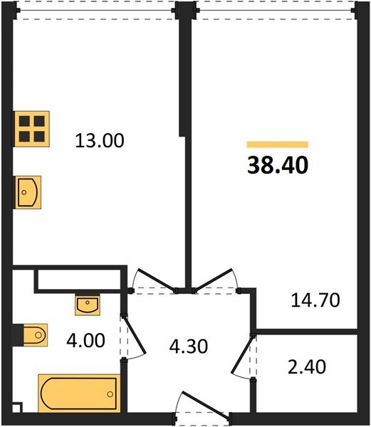 Фото №1: 1-комнатная квартира 38 м² - Краснодар, Прикубанский внутригородской округ, мкр. Догма Парк