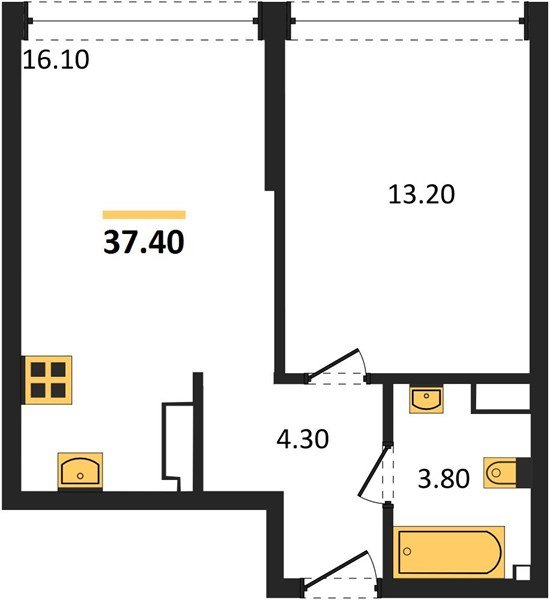 Фото №1: 1-комнатная квартира 37 м² - Краснодар, Прикубанский внутригородской округ, мкр. Догма Парк