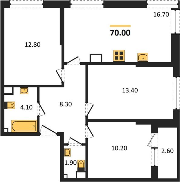 Фото №1: 3-комнатная квартира 70 м² - Краснодар, Прикубанский внутригородской округ, мкр. Догма Парк