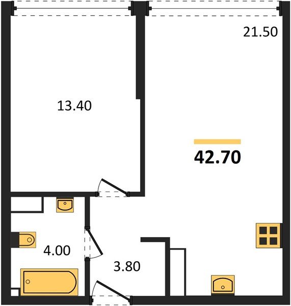 Фото №1: 1-комнатная квартира 42 м² - Краснодар, Прикубанский внутригородской округ, мкр. Догма Парк