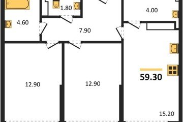 Фото №1: 2-комнатная квартира 59 м² - Краснодар, мкр. Догма Парк, 