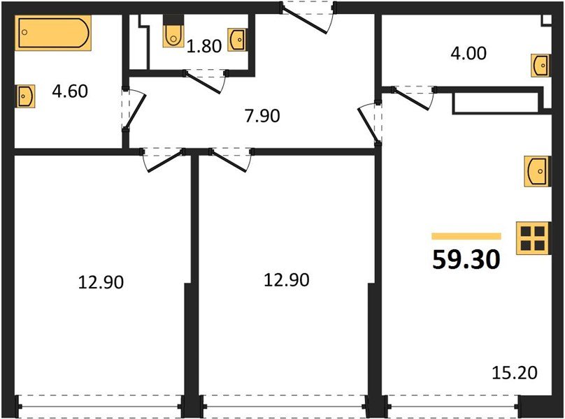 Фото №1: 2-комнатная квартира 59 м² - Краснодар, Прикубанский внутригородской округ, мкр. Догма Парк