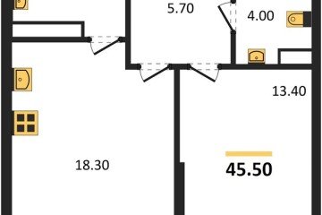 Фото №1: 1-комнатная квартира 45 м² - Краснодар, мкр. Прикубанский внутригородской округ, 