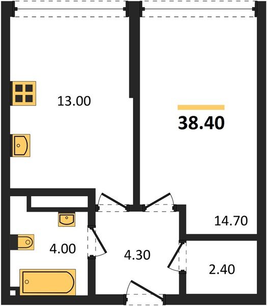 Фото №1: 1-комнатная квартира 38 м² - Краснодар, Прикубанский внутригородской округ, мкр. Догма Парк