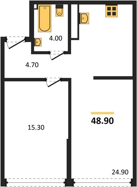 Фото №1: 1-комнатная квартира 48 м² - Краснодар, Прикубанский внутригородской округ, мкр. Догма Парк