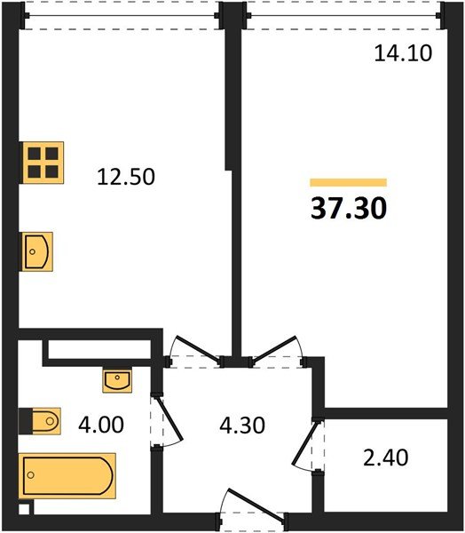 Фото №1: 1-комнатная квартира 37 м² - Краснодар, Прикубанский внутригородской округ, мкр. Догма Парк