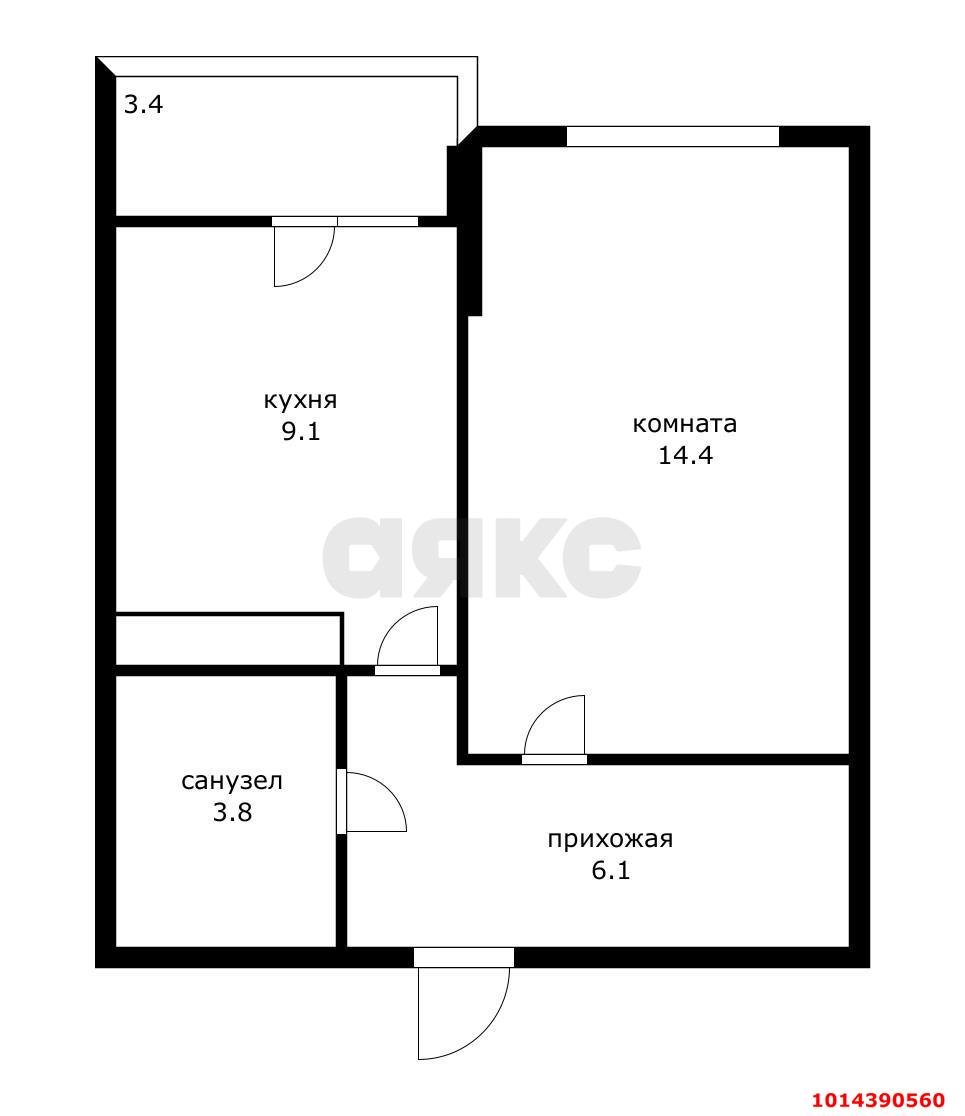 Фото №14: 1-комнатная квартира 33 м² - Краснодар, жилой комплекс Мечта, ул. им. Героя Яцкова И.В., 1/10