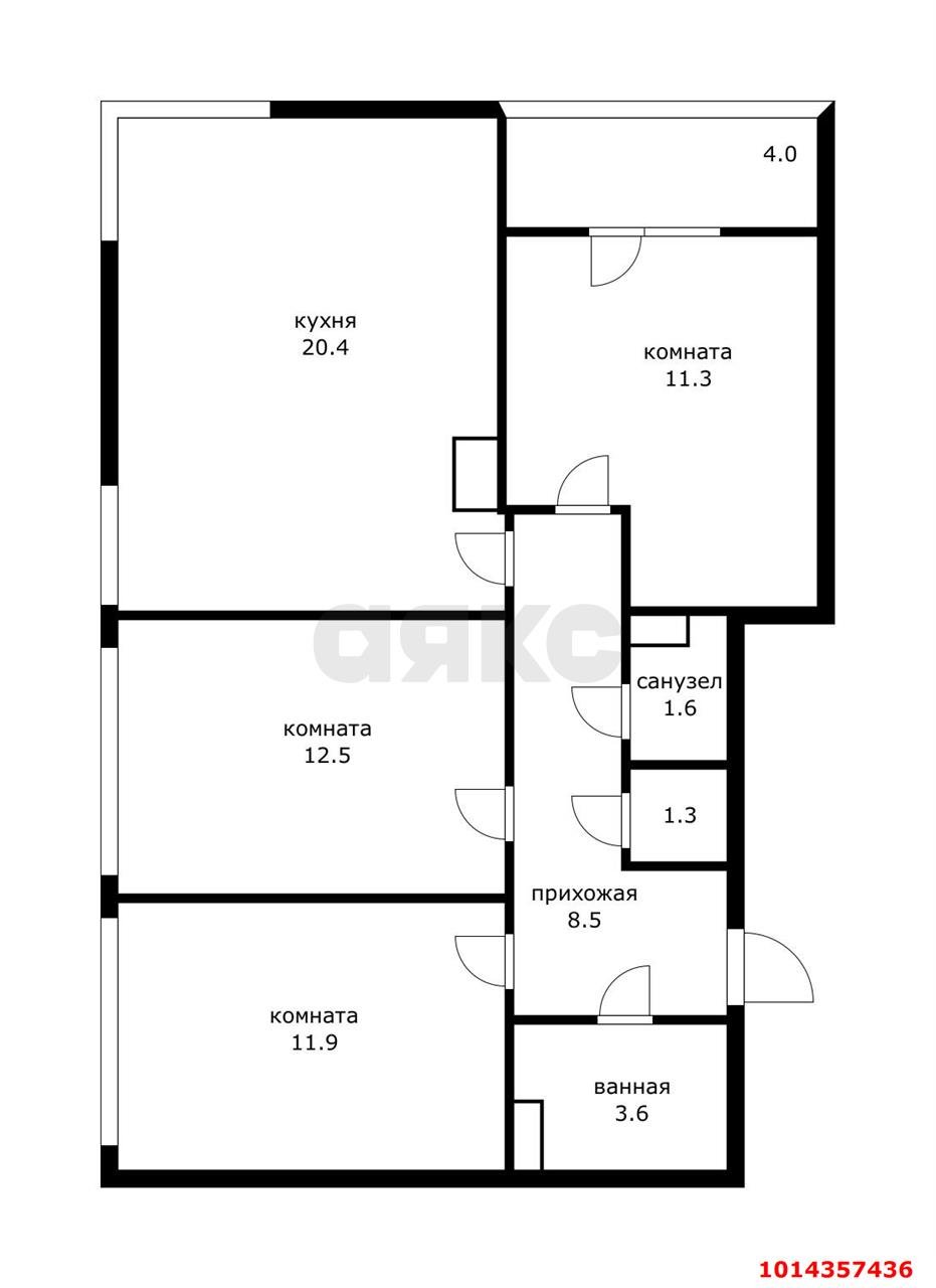 Фото №6: 3-комнатная квартира 75 м² - Краснодар, жилой комплекс Самолёт-6, ул. Ивана Беличенко, 92к2