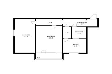 Фото №2: 2-комнатная квартира 43 м² - Краснодар, мкр. Камвольно-суконный Комбинат, ул. Сормовская, 18