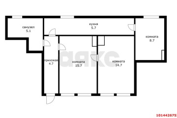 Фото №2: 3-комнатная квартира 52 м² - Краснодар, мкр. Центральный, ул. Горького, 129