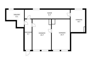 Фото №2: 3-комнатная квартира 52 м² - Краснодар, мкр. Центральный, ул. Горького, 129