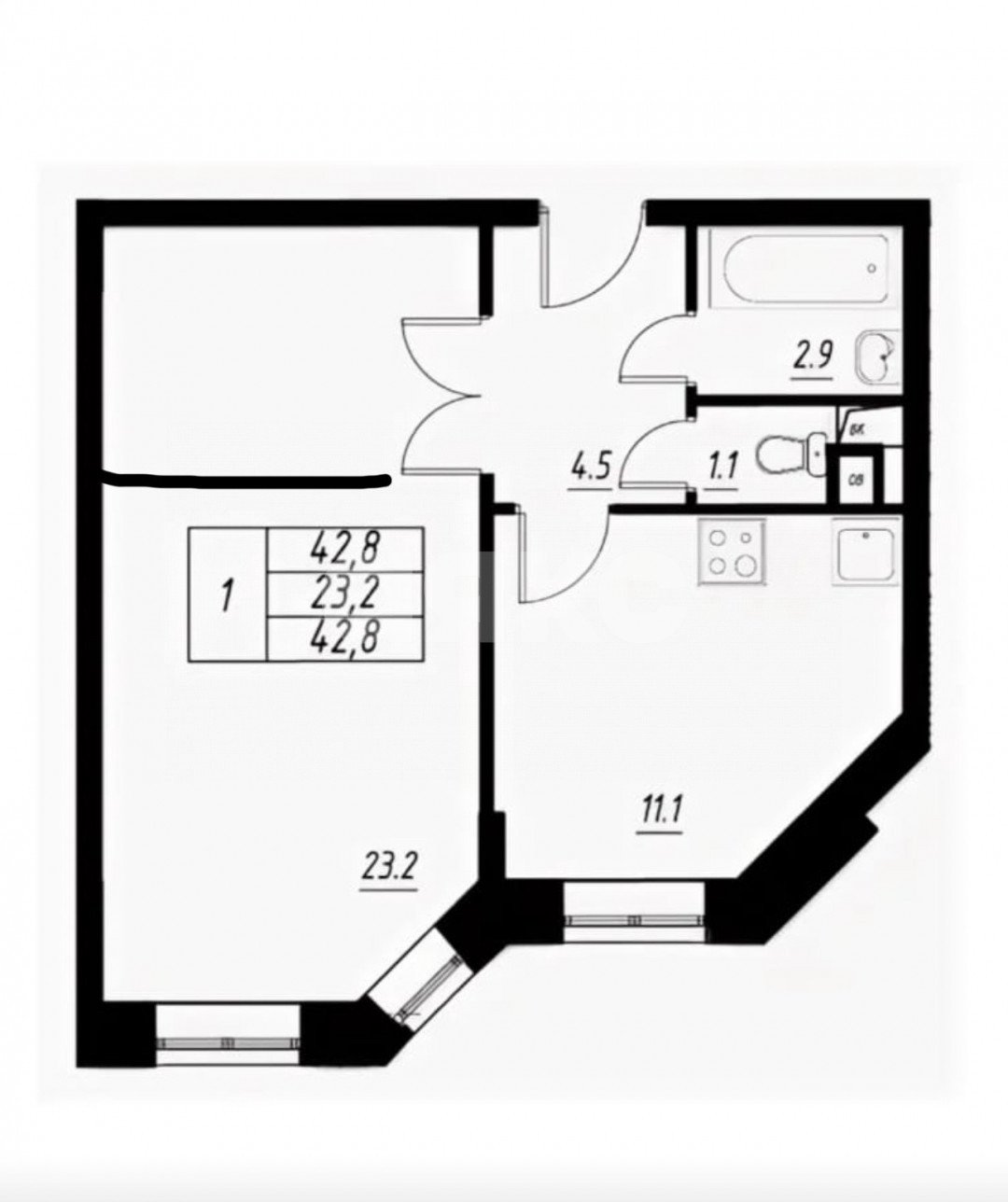 Фото №14: 1-комнатная квартира 42 м² - Раменское, жилой комплекс Берёзовая Роща, ул. Берёзовая Роща, 1