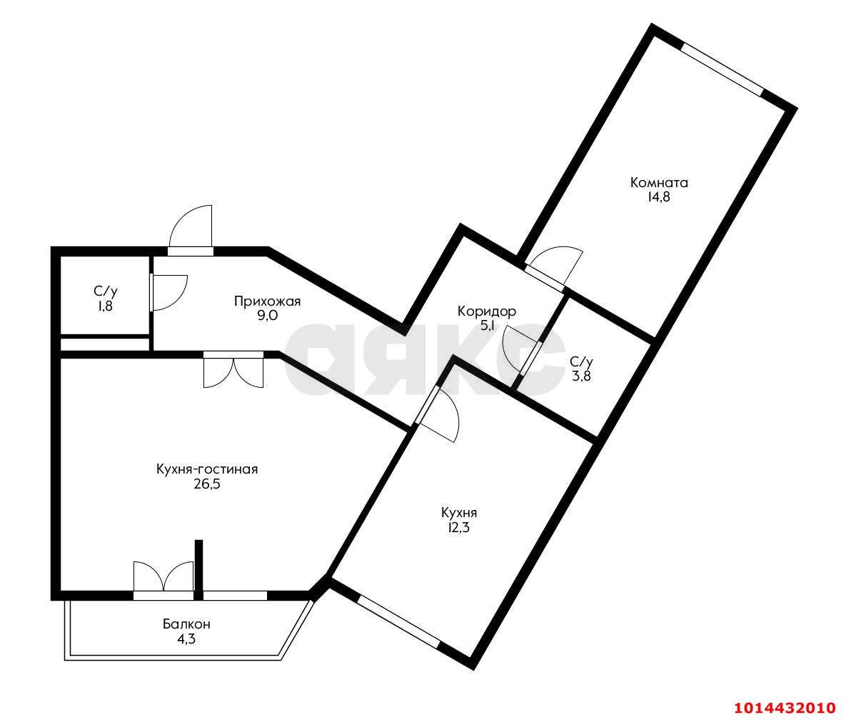 Фото №4: 3-комнатная квартира 75 м² - Краснодар, жилой комплекс Свобода, ул. Домбайская, 55к4