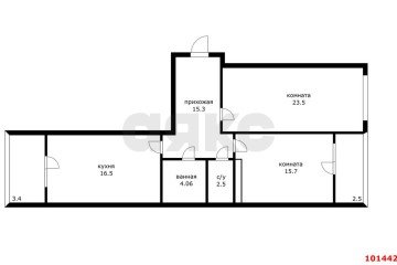 Фото №3: 2-комнатная квартира 77 м² - Краснодар, мкр. жилой комплекс Достоевский, ул. Достоевского, 84