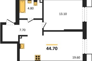 Фото №1: 1-комнатная квартира 44 м² - Краснодар, мкр. Прикубанский внутригородской округ, 