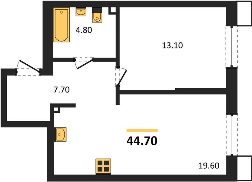 Фото №1: 1-комнатная квартира 44 м² - Краснодар, Парк Победы, мкр. Прикубанский внутригородской округ