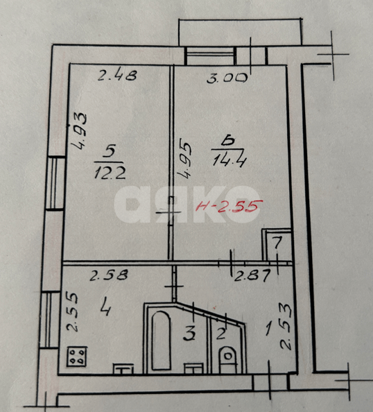 Фото №1: 2-комнатная квартира 42 м² - Волгоград, Ангарский, ул. Калеганова, 7