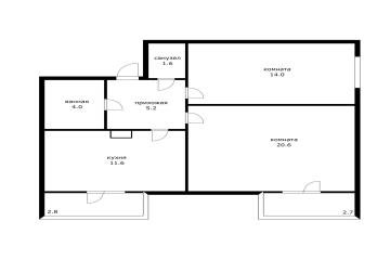 Фото №1: 2-комнатная квартира 57 м² - Адыгейск, ул. Фрунзе, 1