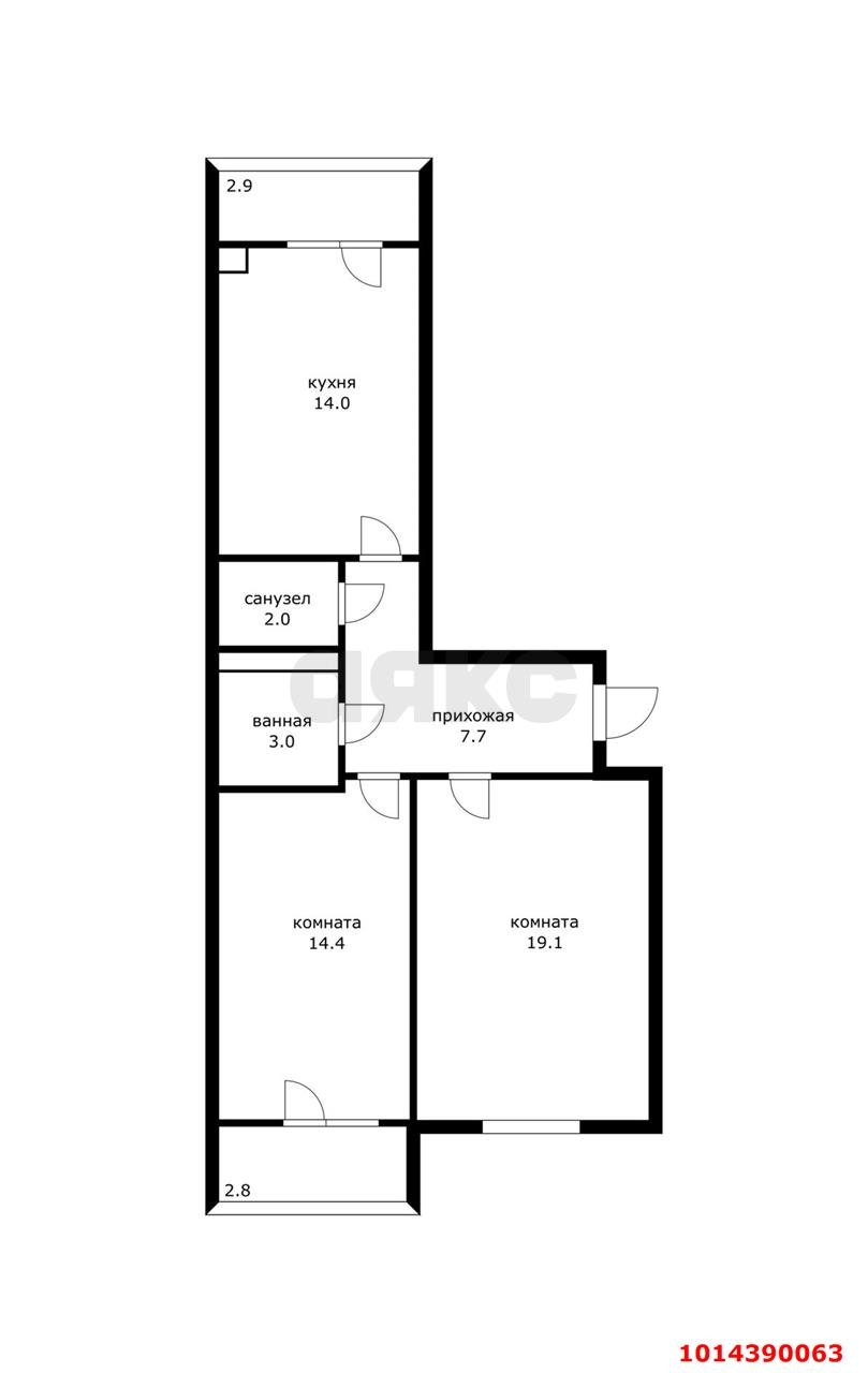 Фото №1: 2-комнатная квартира 60 м² - Адыгейск, ул. Фрунзе, 1