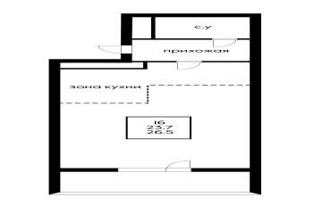 Фото №1: Студия 27 м² - Краснодар, мкр. Почтовый, пр-кт имени писателя Знаменского, 25/1