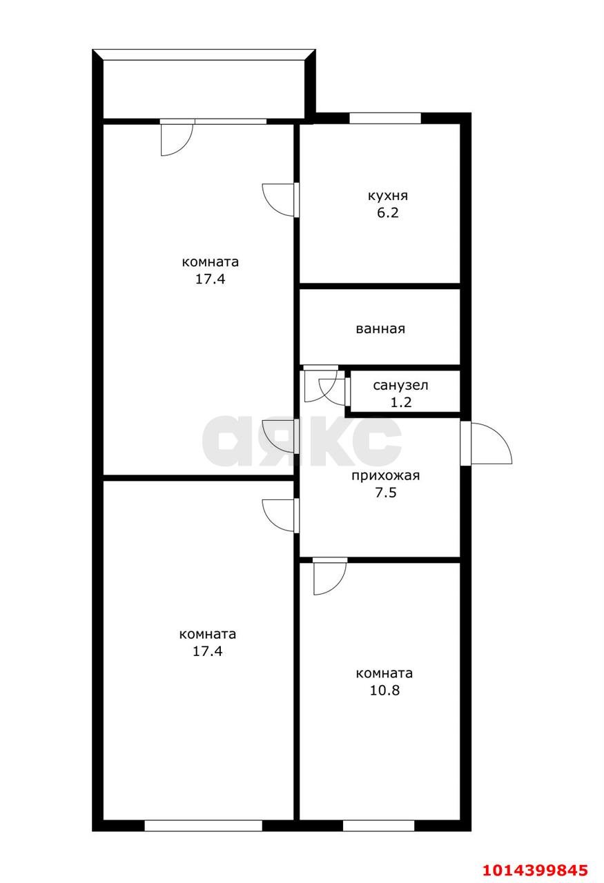 Фото №15: 3-комнатная квартира 65 м² - Краснодар, Центральный, ул. Речная, 11