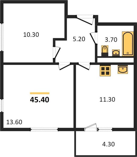 Фото №1: 2-комнатная квартира 45 м² - Краснодар, Прикубанский внутригородской округ, мкр. жилой комплекс Улыбка, ул. имени Героя Георгия Бочарникова, 2