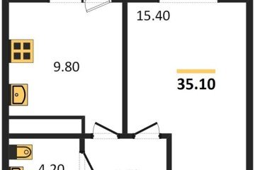 Фото №1: 1-комнатная квартира 35 м² - Краснодар, мкр. жилой комплекс Улыбка, ул. имени Героя Георгия Бочарникова, 2