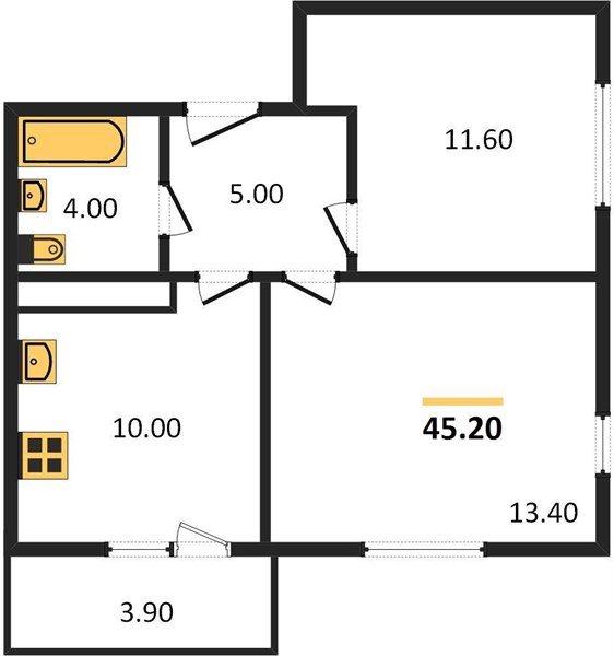 Фото №1: 2-комнатная квартира 45 м² - Краснодар, жилой комплекс Улыбка, мкр. Прикубанский внутригородской округ, ул. имени Героя Георгия Бочарникова, 2к1