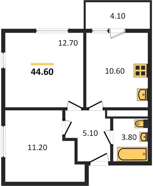 Фото №1: 2-комнатная квартира 44 м² - Краснодар, жилой комплекс Улыбка, мкр. Прикубанский внутригородской округ, ул. имени Героя Георгия Бочарникова, 2к1