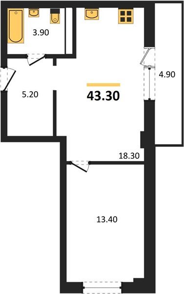 Фото №1: 1-комнатная квартира 44 м² - Краснодар, Фестивальный, 