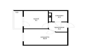 Фото №3: 1-комнатная квартира 36 м² - Новороссийск, мкр. ЖК Облака, ул. Куникова, 47Г