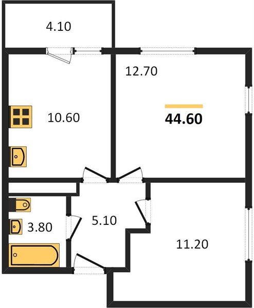 Фото №1: 2-комнатная квартира 44 м² - Краснодар, жилой комплекс Улыбка, мкр. Прикубанский внутригородской округ, ул. имени Героя Георгия Бочарникова, 2к1