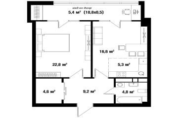 Фото №2: 2-комнатная квартира 74 м² - Краснодар, мкр. жилой комплекс Девелопмент Плаза, ул. имени 40-летия Победы, 33Г