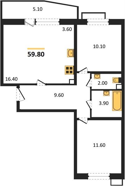 Фото №1: 2-комнатная квартира 59 м² - Краснодар, жилой комплекс Спортивная Деревня, 