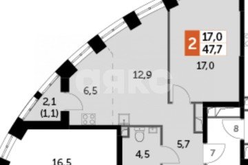 Фото №1: 1-комнатная квартира 48 м² - Москва, мкр. жилой комплекс Сидней Сити, к2/2