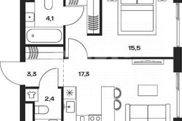 Фото №1: 1-комнатная квартира 42 м² - Москва, мкр. жилой комплекс Соул, к1