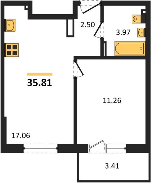 Фото №1: 1-комнатная квартира 38 м² - Южный, мкр. жилой комплекс Южные Соседи