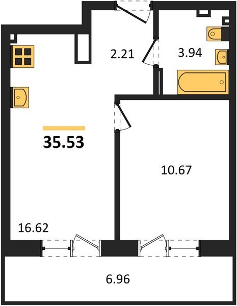 Фото №1: 1-комнатная квартира 39 м² - Южный, мкр. жилой комплекс Южные Соседи