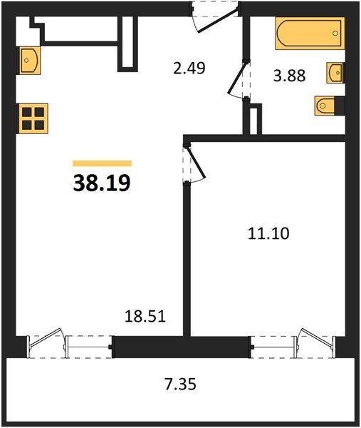 Фото №1: 1-комнатная квартира 44 м² - Южный, мкр. жилой комплекс Южные Соседи