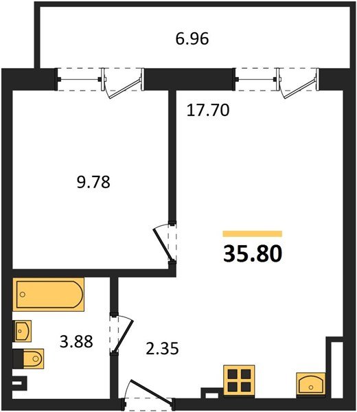 Фото №1: 1-комнатная квартира 42 м² - Южный, мкр. жилой комплекс Южные Соседи