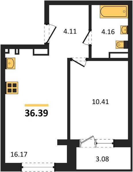Фото №1: 1-комнатная квартира 37 м² - Южный, мкр. жилой комплекс Южные Соседи
